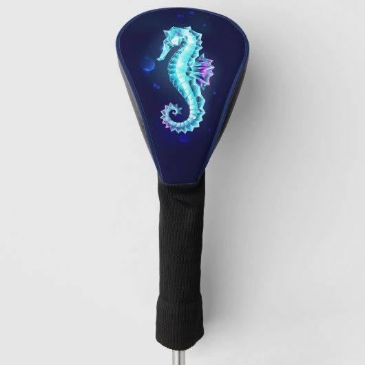 Crystal Ice Seahorse op blauwe achtergrond Golfheadcover (Voorkant)