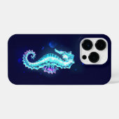 Crystal Ice Seahorse op blauwe achtergrond iPhone Hoesje (Achterkant horizontaal)