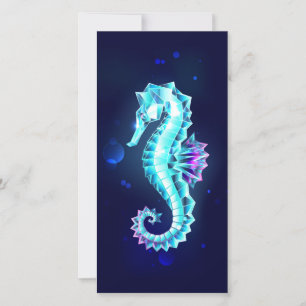 Crystal Ice Seahorse op blauwe achtergrond Kaart