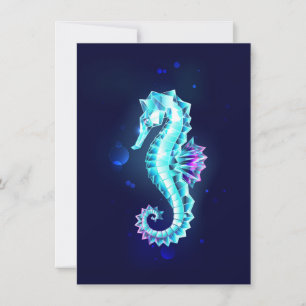 Crystal Ice Seahorse op blauwe achtergrond Kaart