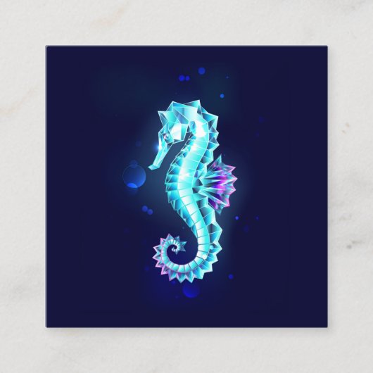 Crystal Ice Seahorse op blauwe achtergrond Kortingskaartje (Voorkant)