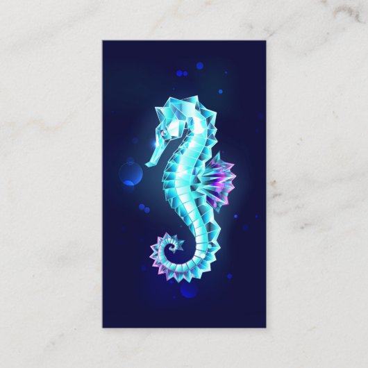 Crystal Ice Seahorse op blauwe achtergrond Kortingskaartje (Voorkant)