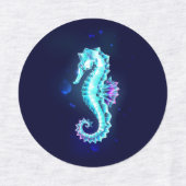 Crystal Ice Seahorse op blauwe achtergrond Labels (Design 2)