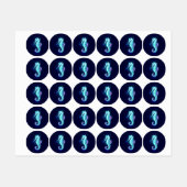 Crystal Ice Seahorse op blauwe achtergrond Labels (Vel)