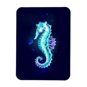 Crystal Ice Seahorse op blauwe achtergrond Magneet