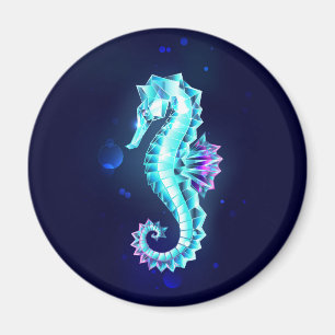Crystal Ice Seahorse op blauwe achtergrond Magneet