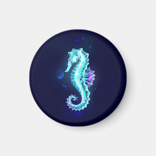 Crystal Ice Seahorse op blauwe achtergrond Magneet