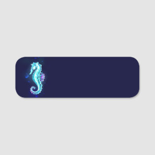 Crystal Ice Seahorse op blauwe achtergrond Naamplaatje
