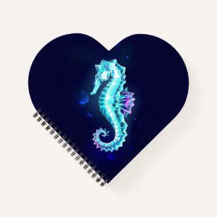 Crystal Ice Seahorse op blauwe achtergrond Notitieboek