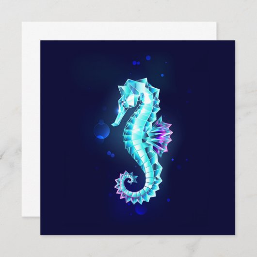 Crystal Ice Seahorse op blauwe achtergrond Notitiekaartje (Voorkant / Achterkant)