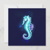 Crystal Ice Seahorse op blauwe achtergrond Notitiekaartje (Voorkant)