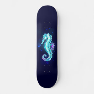 Crystal Ice Seahorse op blauwe achtergrond Persoonlijk Skateboard