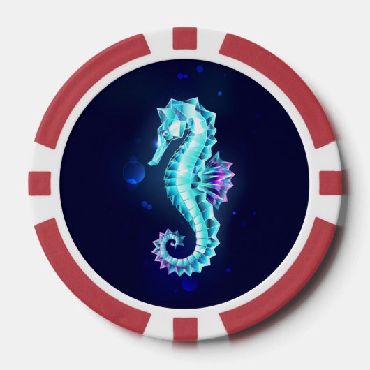 Crystal Ice Seahorse op blauwe achtergrond Poker Chips (Voorkant)