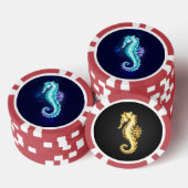 Crystal Ice Seahorse op blauwe achtergrond Poker Chips (Opstapeling)