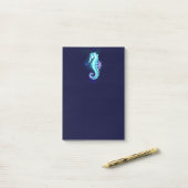 Crystal Ice Seahorse op blauwe achtergrond Post-it® Notes (Op bureau)