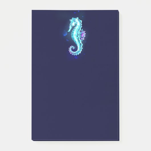 Crystal Ice Seahorse op blauwe achtergrond Post-it® Notes (Voorkant)