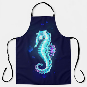 Crystal Ice Seahorse op blauwe achtergrond Schort