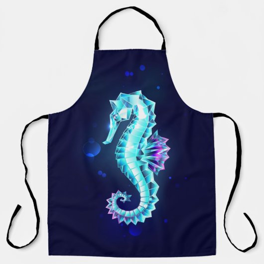 Crystal Ice Seahorse op blauwe achtergrond Schort (Voorkant)