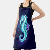 Crystal Ice Seahorse op blauwe achtergrond Schort (Insitu)