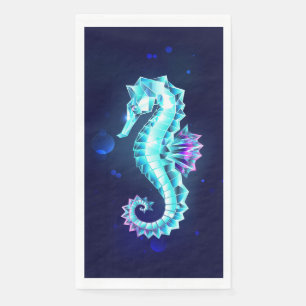 Crystal Ice Seahorse op blauwe achtergrond Servet