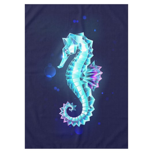 Crystal Ice Seahorse op blauwe achtergrond Tafelkleed (Voorkant)