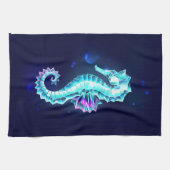 Crystal Ice Seahorse op blauwe achtergrond Theedoek (Horizontaal)