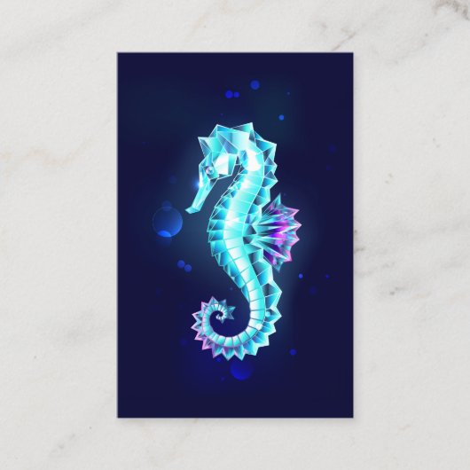 Crystal Ice Seahorse op blauwe achtergrond Visitekaartje (Voorkant)
