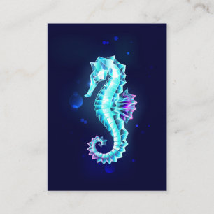Crystal Ice Seahorse op blauwe achtergrond Visitekaartje