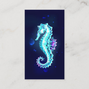 Crystal Ice Seahorse op blauwe achtergrond Visitekaartje