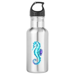 Crystal Ice Seahorse op blauwe achtergrond Waterfles