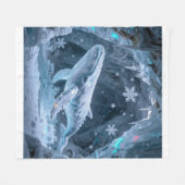 Crystal Ice Whale in Enchanted Frozen Cavern Fleece Deken (Voorkant (Horizontaal))