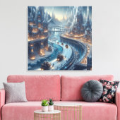 Crystal Ice World Fantasy Art Canvas Afdruk (Insitu (Woonkamer))