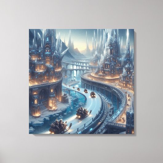 Crystal Ice World Fantasy Art Canvas Afdruk (Voorkant)