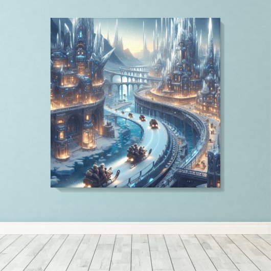 Crystal Ice World Fantasy Art Canvas Afdruk (Insitu (Houten vloer))
