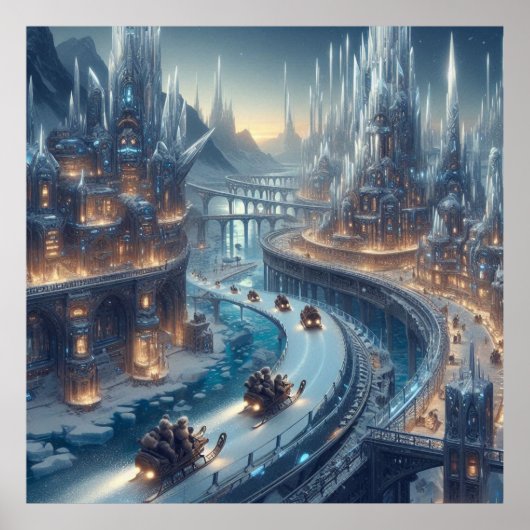 Crystal Ice World Fantasy Art Poster (Voorkant)