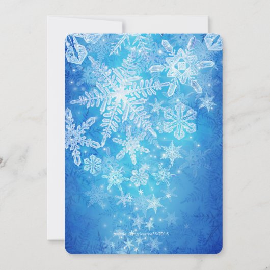 Crystal Icy sneeuwvlokken op blauwe winter bruilof Kaart (Achterkant)