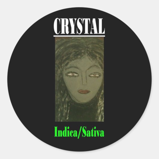 CRYSTAL INDICA SATIVA RONDE STICKER (Voorkant)