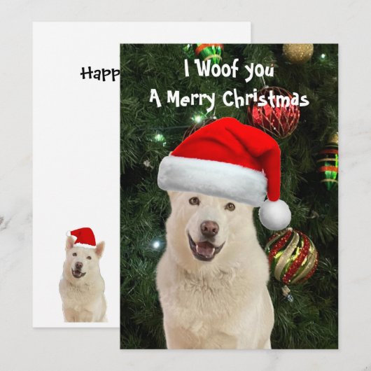 Crystal is de Husky Dog Christmas Flat Kaart (Voorkant / Achterkant)