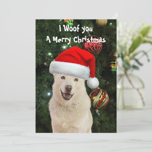 Crystal is de Husky Dog Christmas Flat Kaart (Staand voorkant)