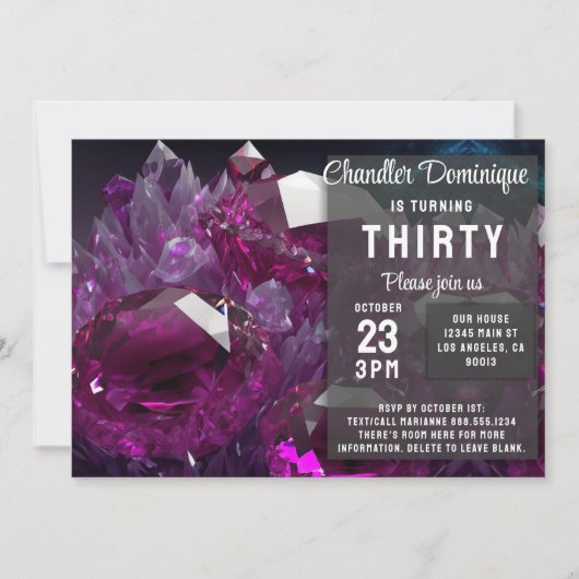 Crystal Jewel Tone Cancer Ruby Red Juli Verjaardag Kaart (Voorkant)