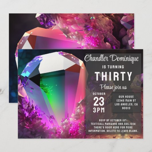 Crystal Jewel Tone Toermalijn Oktober Verjaardag Kaart (Voorkant / Achterkant)