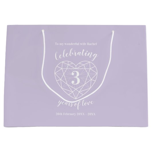 Crystal Jubileum 3 jaar gepersonaliseerde geschenk Groot Cadeauzakje (Voorkant)