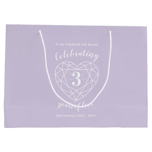 Crystal Jubileum 3 jaar gepersonaliseerde geschenk Groot Cadeauzakje (Achterkant)