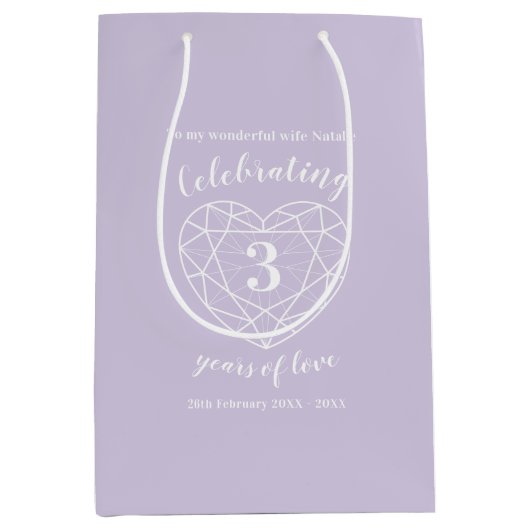 Crystal Jubileum 3 jaar vrouw cadeau tas Medium Cadeauzakje (Voorkant)