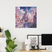 Crystal Kingdom Castle - Fantasy Art Style Poster (Thuiskantoor)