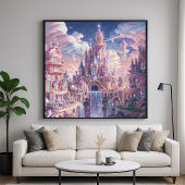 Crystal Kingdom Castle - Fantasy Art Style Poster