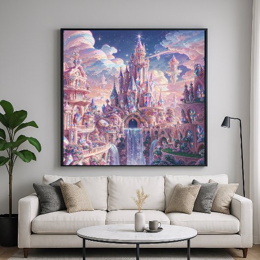Crystal Kingdom Castle - Fantasy Art Style Poster