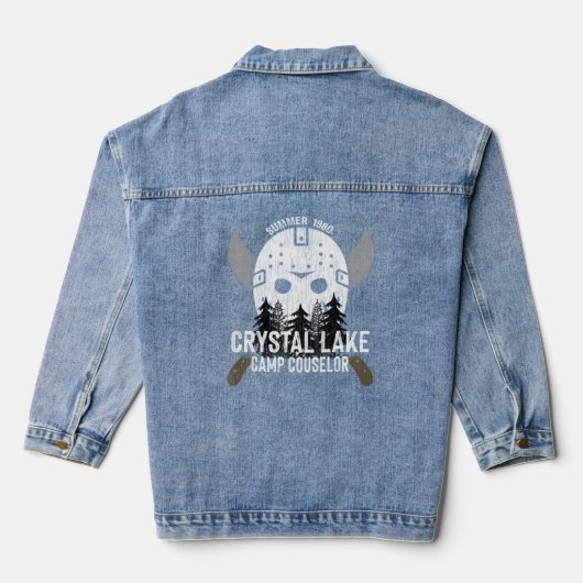 Crystal Lake Camp Counselor Horror Fans Hockey Denim Jacket (Achterkant)