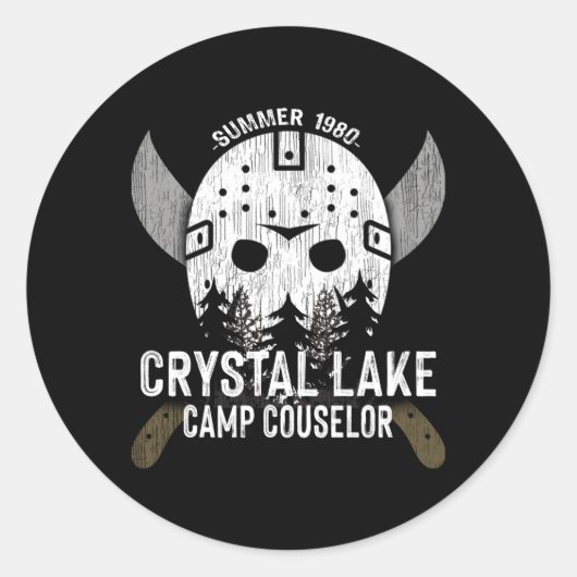Crystal Lake Camp Counselor Horror Fans Hockey Ronde Sticker (Voorkant)