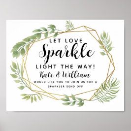 Crystal leaf bruiloft sparkler stuurt bruiloft af poster